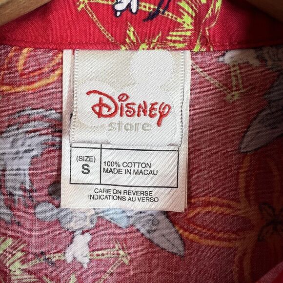 Disney Vintage Kids Red Mickey Mouse Hawaiian Button Shirt Size Small Surf - Picture 6 of 8